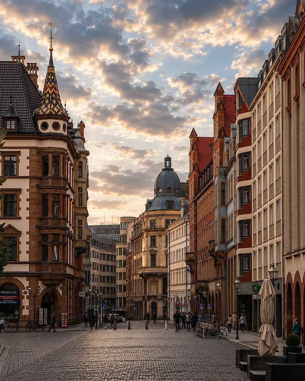 A street in a German city on an ordinary day